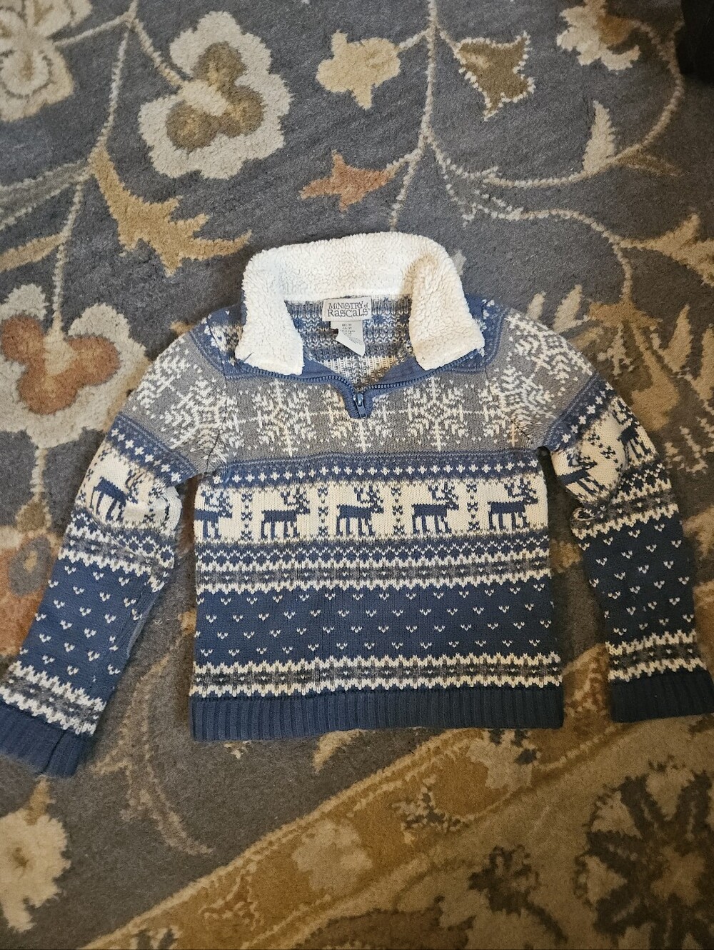 3t Ministry of Rascals Knit Xmas Holiday Winter Sweater Reindeer Fairisle